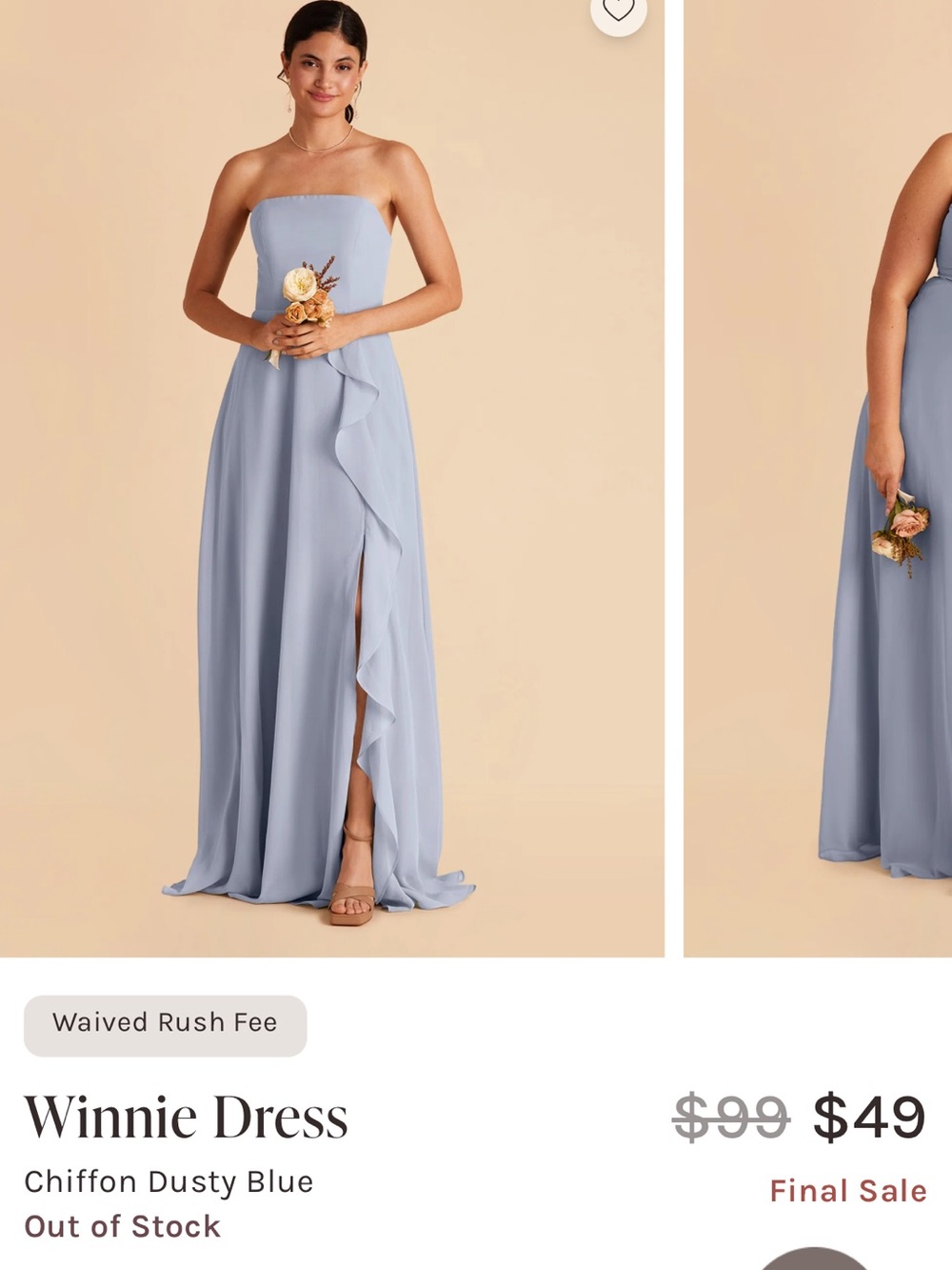 Birdy Grey Strapless Chiffon Dress in Dusty Blue
